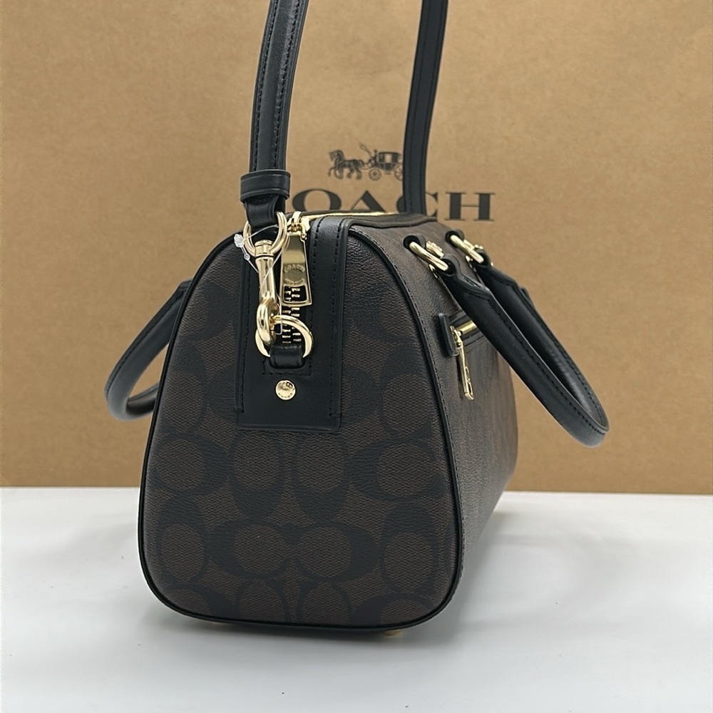 Coach Charcoal Satchel with Gold Accents - Picture 6 of 15